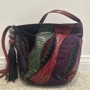 Vintage Sharif Multicolor Leather Patchwork Shoulder Bag